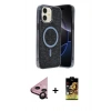 MARSİLYAN™- iPhone 11 Kılıf Eksen Çizgi - Siyah Buffer Cam Ekran Koruyucu + Raze Metal Kamera Lens - SH