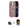 MARSİLYAN™- iPhone 11 Kılıf Eksen Çizgi - Siyah Buffer Hayalet Cam Ekran Koruyucu + Kamera Lens Koruma Cam - SF