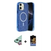 MARSİLYAN™- iPhone 11 Kılıf Eksen Çizgi - Siyah Buffer Hayalet Cam Ekran Koruyucu + Raze Metal Kamera Lens - KI