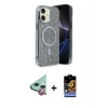 MARSİLYAN™- iPhone 11 Kılıf Eksen Çizgi - Siyah Buffer Hayalet Cam Ekran Koruyucu + Raze Metal Kamera Lens - KI