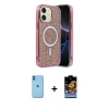 MARSİLYAN™- iPhone 11 Kılıf Eksen Çizgi - Siyah Buffer Hayalet Cam Ekran Koruyucu + Neon Fosforlu Kamera Lens - MI