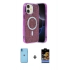 MARSİLYAN™- iPhone 11 Kılıf Eksen Çizgi - Siyah Buffer Hayalet Cam Ekran Koruyucu + Neon Fosforlu Kamera Lens - MI