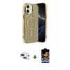 MARSİLYAN™- iPhone 11 Kılıf Eksen Çizgi - Siyah Buffer Hayalet Cam Ekran Koruyucu + Pers Alüminyum Kamera Lens - LT