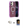MARSİLYAN™- iPhone 11 Kılıf Eksen Çizgi - Siyah Buffer Hayalet Cam Ekran Koruyucu + Pers Alüminyum Kamera Lens - GD