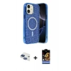 MARSİLYAN™- iPhone 11 Kılıf Eksen Çizgi - Siyah Buffer Hayalet Cam Ekran Koruyucu + Pers Alüminyum Kamera Lens - LT