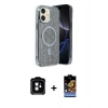 MARSİLYAN™- iPhone 11 Kılıf Eksen Çizgi - Siyah Buffer Hayalet Cam Ekran Koruyucu + PVD Metal Kamera Lens - TU