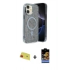 MARSİLYAN™- iPhone 11 Kılıf Eksen Çizgi - Siyah Buffer Hayalet Cam Ekran Koruyucu + Rainbow Kamera Lens Koruma Cam - KI