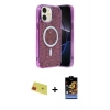 MARSİLYAN™- iPhone 11 Kılıf Eksen Çizgi - Siyah Buffer Hayalet Cam Ekran Koruyucu + Rainbow Kamera Lens Koruma Cam - KI