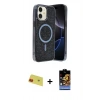 MARSİLYAN™- iPhone 11 Kılıf Eksen Çizgi - Siyah Buffer Hayalet Cam Ekran Koruyucu + Rainbow Kamera Lens Koruma Cam - KI