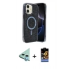 MARSİLYAN™- iPhone 11 Kılıf Eksen Çizgi - Siyah Buffer Hayalet Cam Ekran Koruyucu + Raze Metal Kamera Lens - MI
