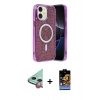 MARSİLYAN™- iPhone 11 Kılıf Eksen Çizgi - Siyah Buffer Hayalet Cam Ekran Koruyucu + Raze Metal Kamera Lens - KI