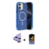 MARSİLYAN™- iPhone 11 Kılıf Eksen Çizgi - Siyah Buffer Hayalet Cam Ekran Koruyucu + Raze Metal Kamera Lens - MR