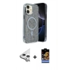 MARSİLYAN™- iPhone 11 Kılıf Eksen Çizgi - Siyah Buffer Hayalet Cam Ekran Koruyucu + Raze Metal Kamera Lens - GS