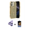 MARSİLYAN™- iPhone 11 Kılıf Eksen Çizgi - Siyah Buffer Hayalet Cam Ekran Koruyucu + Raze Metal Kamera Lens - MR