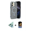MARSİLYAN™- iPhone 11 Kılıf Eksen Çizgi - Siyah Buffer Hayalet Cam Ekran Koruyucu + Raze Metal Kamera Lens - MI