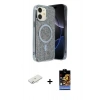 MARSİLYAN™- iPhone 11 Kılıf Eksen Çizgi - Siyah Buffer Hayalet Cam Ekran Koruyucu + Renkli Kamera Lens Koruma Cam - SI
