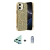 MARSİLYAN™- iPhone 11 Kılıf Eksen Çizgi - Siyah Joko Magic 5D Cam + Mavi Raze Metal Kamera Lens