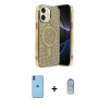 MARSİLYAN™- iPhone 11 Kılıf Eksen Çizgi - Siyah Joko Magic 5D Cam + Neon Fosforlu Kamera Lens - TU