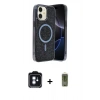 MARSİLYAN™- iPhone 11 Kılıf Eksen Çizgi - Siyah Joko Magic 5D Hayalet Cam + PVD Metal Kamera Lens - MI