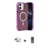 MARSİLYAN™- iPhone 11 Kılıf Eksen Çizgi - Siyah Joko Magic 5D Hayalet Cam + Yeşil Pers Alüminyum Kamera Lens