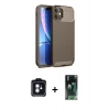 MARSİLYAN™- iPhone 11 Kılıf Eksen Form Prime - Şeffaf 360 Full Body Arka Koruyucu + PVD Metal Kamera Lens - MI