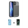 MARSİLYAN™- iPhone 11 Kılıf Eksen Form Prime - Şeffaf 360 Full Body Arka Koruyucu + Neon Fosforlu Kamera Lens - MI
