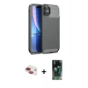 MARSİLYAN™- iPhone 11 Kılıf Eksen Form Prime - Şeffaf 360 Full Body Arka Koruyucu + Pers Alüminyum Kamera Lens - KI