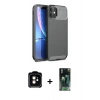MARSİLYAN™- iPhone 11 Kılıf Eksen Form Prime - Şeffaf 360 Full Body Arka Koruyucu + PVD Metal Kamera Lens - TU