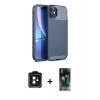 MARSİLYAN™- iPhone 11 Kılıf Eksen Form Prime - Şeffaf 360 Full Body Arka Koruyucu + PVD Metal Kamera Lens - SH