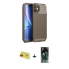 MARSİLYAN™- iPhone 11 Kılıf Eksen Form Prime - Şeffaf 360 Full Body Arka Koruyucu + Rainbow Kamera Lens Koruma Cam - KI