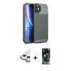 MARSİLYAN™- iPhone 11 Kılıf Eksen Form Prime - Şeffaf 360 Full Body Arka Koruyucu + Raze Metal Kamera Lens - GS