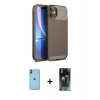 MARSİLYAN™- iPhone 11 Kılıf Eksen Form Prime - Şeffaf 360 Full Body Arka Koruyucu + Neon Fosforlu Kamera Lens - TU