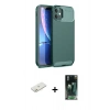 MARSİLYAN™- iPhone 11 Kılıf Eksen Form Prime - Şeffaf 360 Full Body Arka Koruyucu + Renkli Kamera Lens Koruma Cam - TU