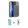 MARSİLYAN™- iPhone 11 Kılıf Eksen Form Prime - Şeffaf Pasifik Cam Ekran Koruyucu + Neon Fosforlu Kamera Lens - TU