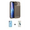 MARSİLYAN™- iPhone 11 Kılıf Eksen Form Prime - Şeffaf Pasifik Cam Ekran Koruyucu + Neon Fosforlu Kamera Lens - TU