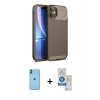 MARSİLYAN™- iPhone 11 Kılıf Eksen Form Prime - Şeffaf Royal Nano Ekran Koruyucu + Neon Fosforlu Kamera Lens - MI