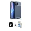 MARSİLYAN™- iPhone 11 Kılıf Eksen Form Prime - Şeffaf Royal Nano Ekran Koruyucu + PVD Metal Kamera Lens - TU