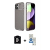 MARSİLYAN™- iPhone 11 Kılıf Eksen Form Prime - Şeffaf Royal Nano Ekran Koruyucu + PVD Metal Kamera Lens - TU