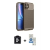 MARSİLYAN™- iPhone 11 Kılıf Eksen Form Prime - Şeffaf Royal Nano Ekran Koruyucu + PVD Metal Kamera Lens - YL
