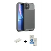 MARSİLYAN™- iPhone 11 Kılıf Eksen Form Prime - Şeffaf Royal Nano Ekran Koruyucu + Renkli Kamera Lens Koruma Cam - SI
