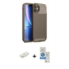 MARSİLYAN™- iPhone 11 Kılıf Eksen Form Prime - Şeffaf Royal Nano Ekran Koruyucu + Renkli Kamera Lens Koruma Cam - SI