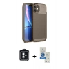 MARSİLYAN™- iPhone 11 Kılıf Eksen Form Prime - Şeffaf Royal Nano Ekran Koruyucu + PVD Metal Kamera Lens - SH