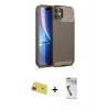 MARSİLYAN™- iPhone 11 Kılıf Eksen Form Prime - Şeffaf Uv Polymer Nano Ekran Koruyucu + Kırmızı Rainbow Kamera Lens Koruma Cam