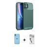 MARSİLYAN™- iPhone 11 Kılıf Eksen Form Prime - Şeffaf Uv Polymer Nano Ekran Koruyucu + Neon Fosforlu Kamera Lens - MI