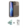 MARSİLYAN™- iPhone 11 Kılıf Eksen Form Prime - Şeffaf Uv Polymer Nano Ekran Koruyucu + Mavi Raze Metal Kamera Lens