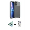 MARSİLYAN™- iPhone 11 Kılıf Eksen Form Prime - Şeffaf Uv Polymer Nano Ekran Koruyucu + Mavi Raze Metal Kamera Lens