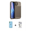 MARSİLYAN™- iPhone 11 Kılıf Eksen Form Prime - Şeffaf Uv Polymer Nano Ekran Koruyucu + Neon Fosforlu Kamera Lens - YL