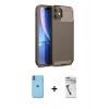 MARSİLYAN™- iPhone 11 Kılıf Eksen Form Prime - Şeffaf Uv Polymer Nano Ekran Koruyucu + Neon Fosforlu Kamera Lens - MI