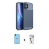 MARSİLYAN™- iPhone 11 Kılıf Eksen Form Prime - Şeffaf Uv Polymer Nano Ekran Koruyucu + Neon Fosforlu Kamera Lens - YL