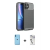 MARSİLYAN™- iPhone 11 Kılıf Eksen Form Prime - Şeffaf Uv Polymer Nano Ekran Koruyucu + Neon Fosforlu Kamera Lens - MI